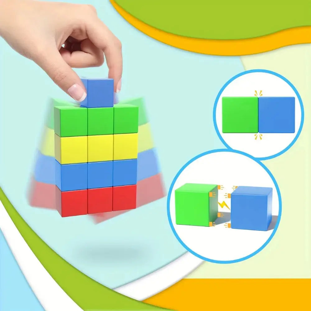 קוביות מגנטיות צבעוניות - משחק בנייה והרכבה