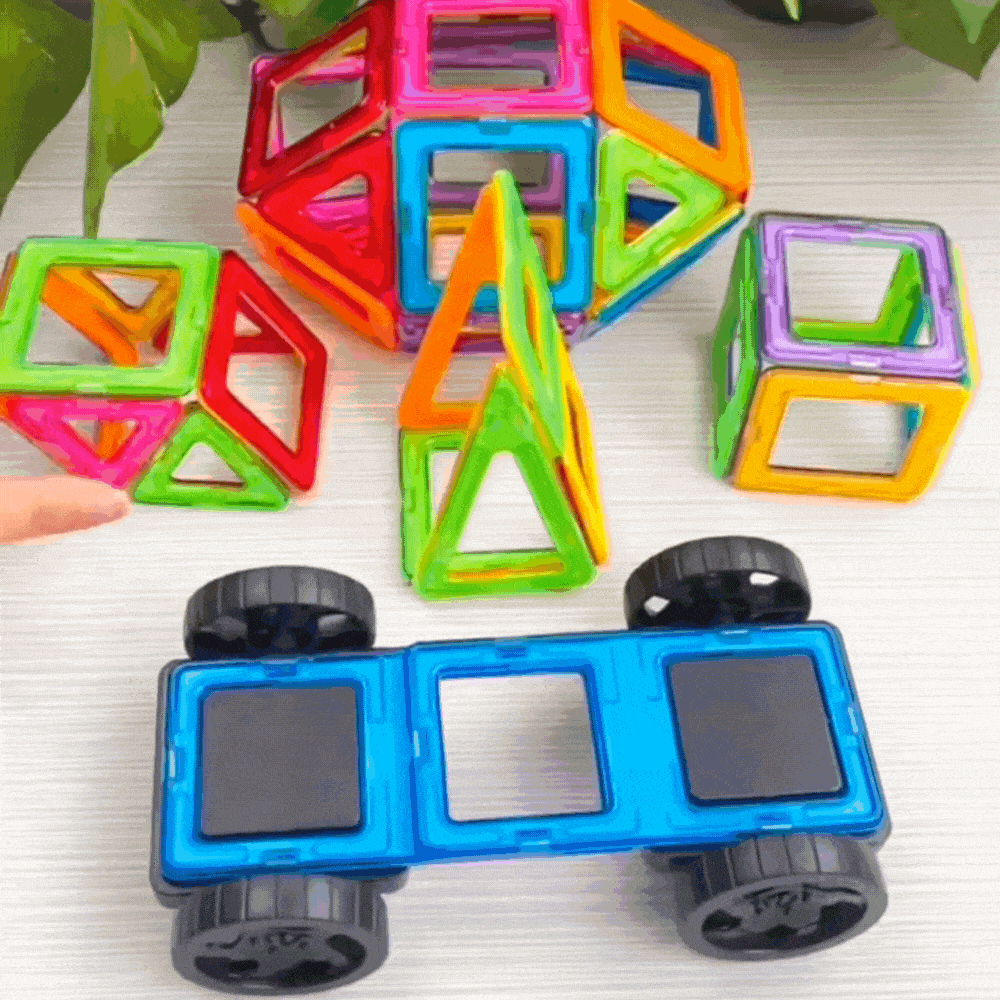 ערכת משחק מגנטים צבעוניים לבנייה ויצירה