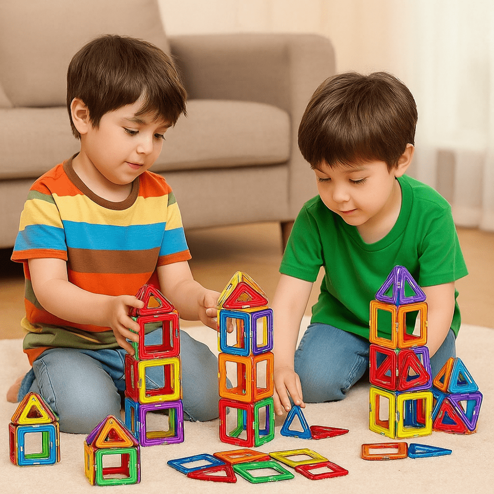 ערכת משחק מגנטים צבעוניים לבנייה ויצירה
