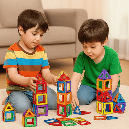ערכת משחק מגנטים צבעוניים לבנייה ויצירה