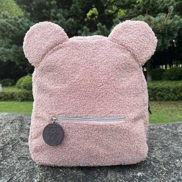 TeddyPop תיק גב רך ואיכותי עם רקמת שם בהתאמה אישית בעיצוב דובון - ורוד - General