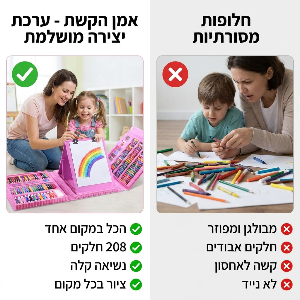 ערכת יצירה "אמן הקשת" - 208 חלקים במארז נשיאה מתקפל