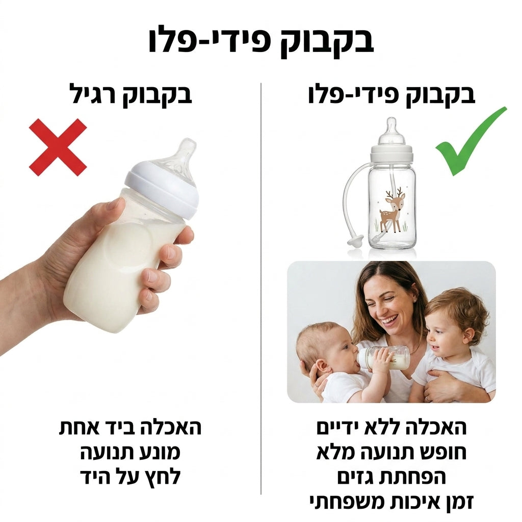 בקבוק "פידי-פלו" - האכלה נוחה ללא ידיים לתינוקות