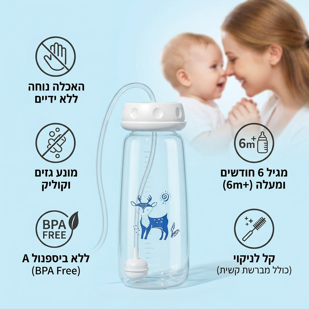 בקבוק "פידי-פלו" - האכלה נוחה ללא ידיים לתינוקות